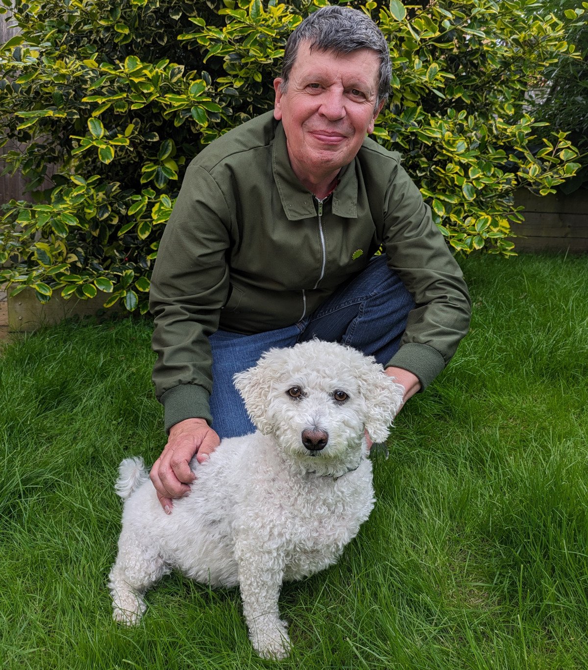 Mike and Alfie in long grass